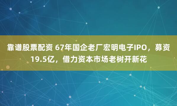 靠谱股票配资 67年国企老厂宏明电子IPO，募资19.5亿，借力资本市场老树开新花